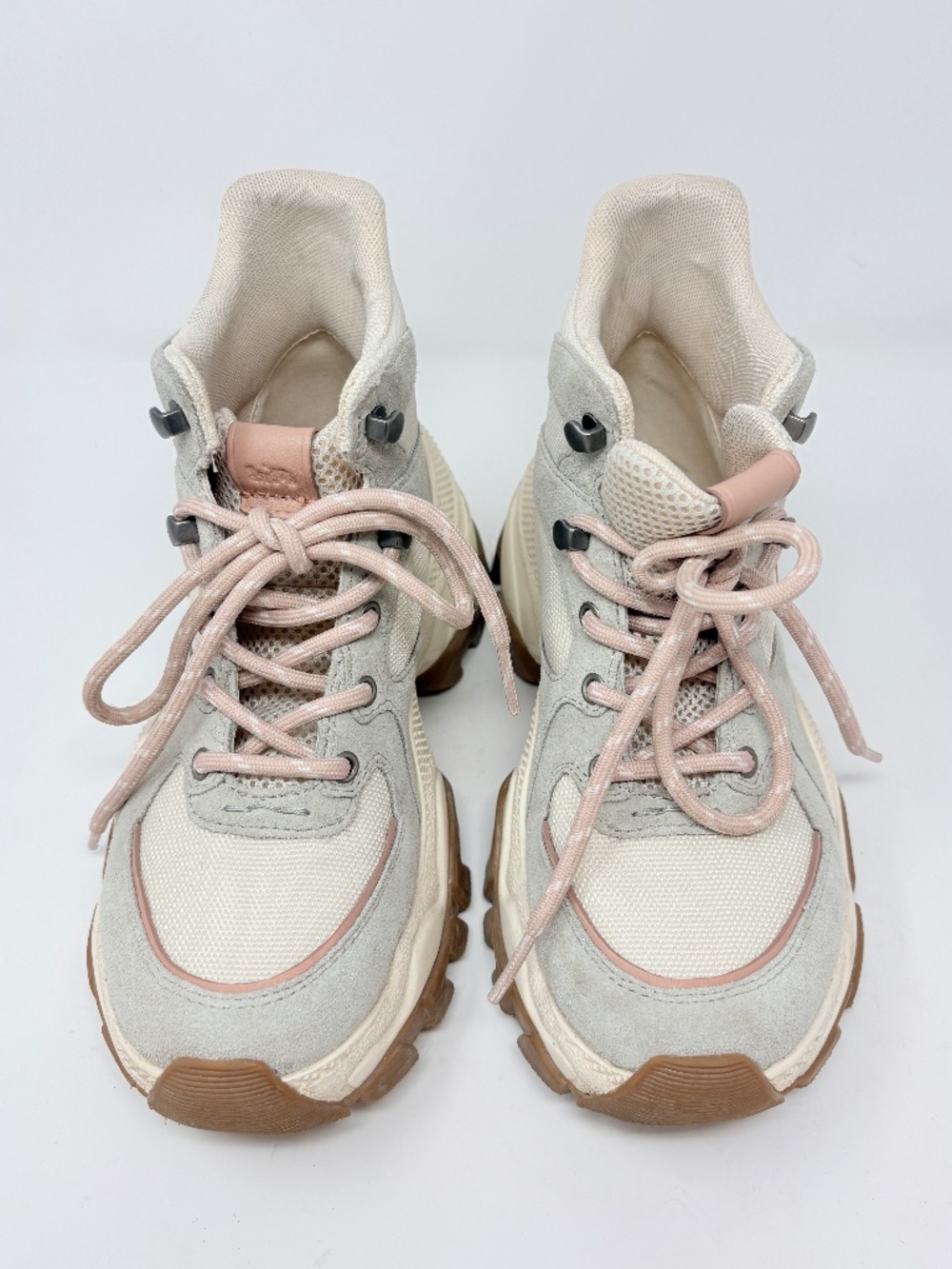 Coach C265 Hiker Sneakers High Cut Hiker Boot Platform Light Grey Pink Size 6 - Picture 6 of 14